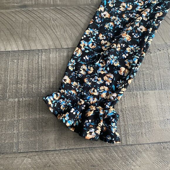 Free People Mini Dress‎ Womens Large Black Floral Long Sleeve Stretch Ladies - Picture 9 of 16